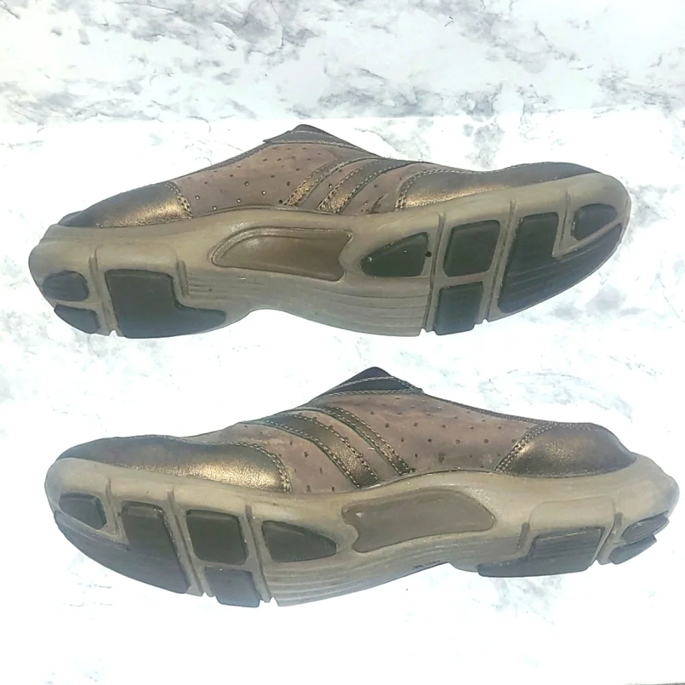 Privo Athletic Shoes Slip on Brown Bronze Genuine Leather 10M Round toe